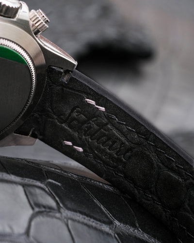 Bespoke Watch Strap in Black Nubuck Alligator