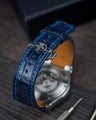 Bespoke Watch Strap in Navy Blue Crocodile