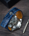 Bespoke Watch Strap in Navy Blue Crocodile