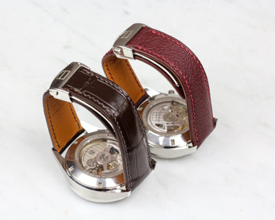 Bespoke Watch Straps in Chocolate Brown Crocodile & Reddish Brown Chevre