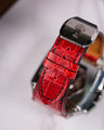 Bespoke Watch Strap in Ferrari Red Crocodile