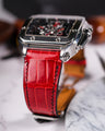 Bespoke Watch Strap in Ferrari Red Crocodile