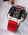 Bespoke Watch Strap in Ferrari Red Crocodile