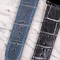 Bespoke Watch Straps in Icy Blue Alligator & Grey Rubbed Off Crocodile