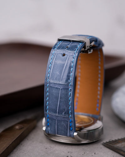 Bespoke Watch Strap in Icy Blue Alligator