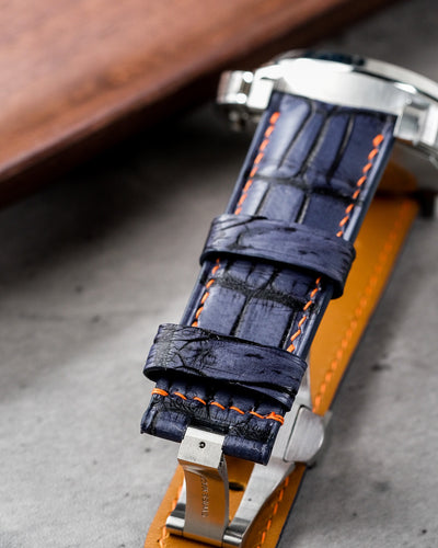 Bespoke Watch Strap in Grey Rubbed Off Crocodile