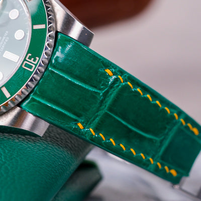 Bespoke Watch Strap in Emerald Green Crocodile