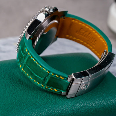 Bespoke Watch Strap in Emerald Green Crocodile