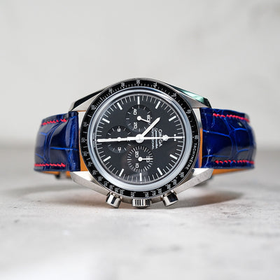 Bespoke Watch Strap in Electric Blue Crocodile