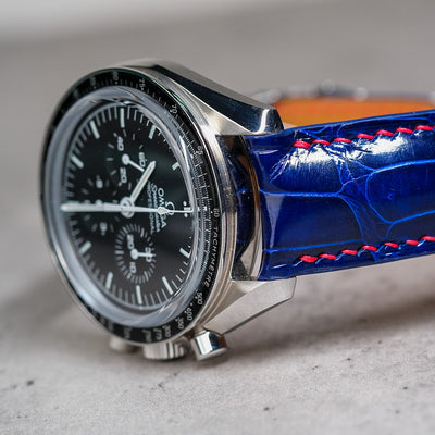 Bespoke Watch Strap in Electric Blue Crocodile