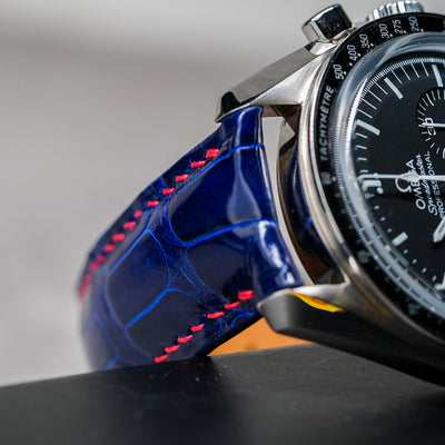 Bespoke Watch Strap in Electric Blue Crocodile