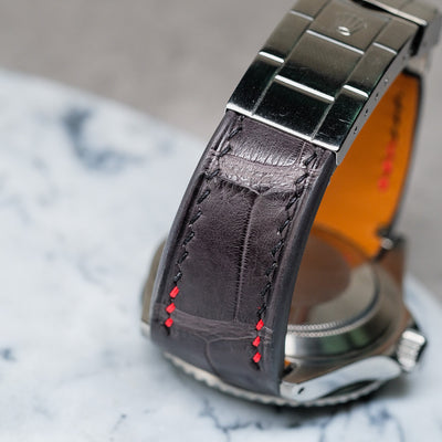 Bespoke Watch Strap in Charcoal Grey Alligator