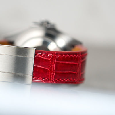 Bespoke Watch Strap in Ferrari Red Crocodile