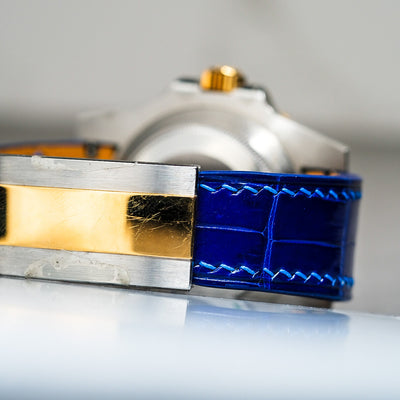 Bespoke Watch Strap in Electric Blue Crocodile