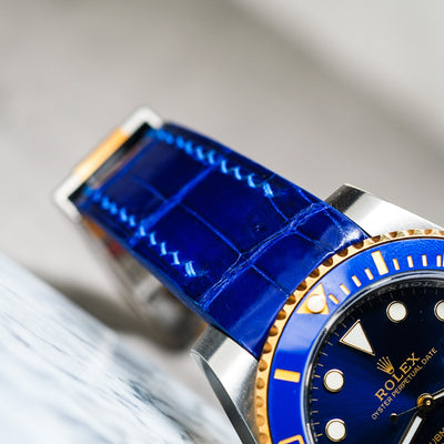 Bespoke Watch Strap in Electric Blue Crocodile