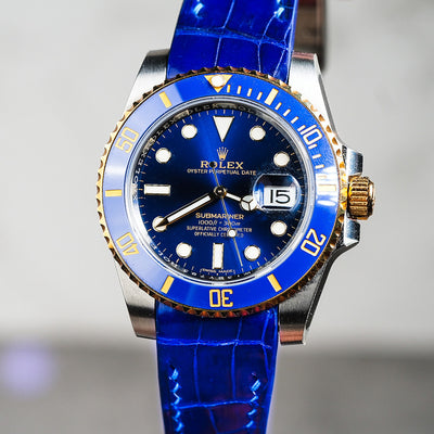 Bespoke Watch Strap in Electric Blue Crocodile