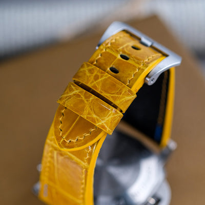 Bespoke Watch Strap in Yellow Himalayan Crocodile