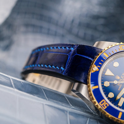 Bespoke Watch Strap in Electric Blue Crocodile