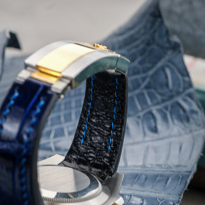 Bespoke Watch Strap in Electric Blue Crocodile