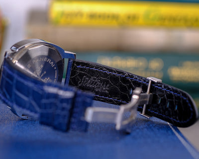 Bespoke Watch Strap in Electric Blue Crocodile