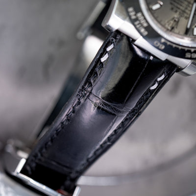 Bespoke Watch Strap in Jet Black Crocodile