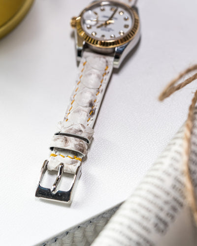 Bespoke Watch Strap in White Python