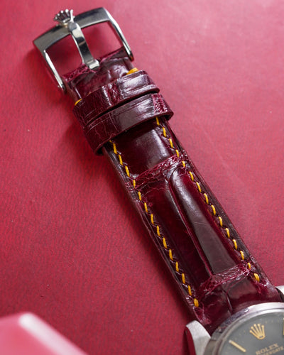 Bespoke Watch Strap in Maroon Red Crocodile