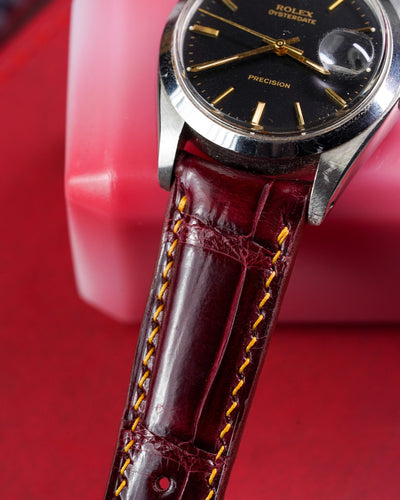 Bespoke Watch Strap in Maroon Red Crocodile