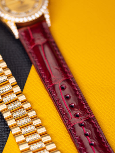 Bespoke Watch Strap in Blood Red Crocodile