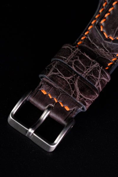 Bespoke Bund Strap in Black Crocodile