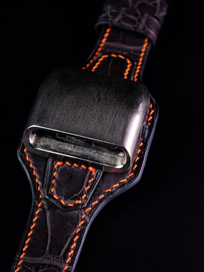 Bespoke Bund Strap in Black Crocodile