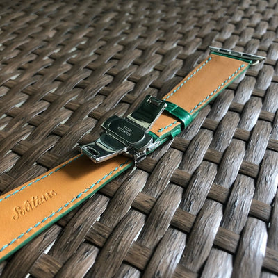 Bespoke Watch Strap in Hunter Green Crocodile