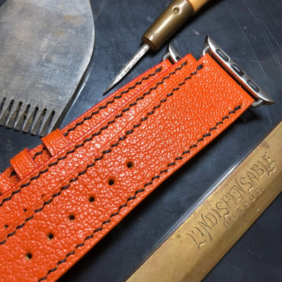 Bespoke Watch Strap in Orange Chevre