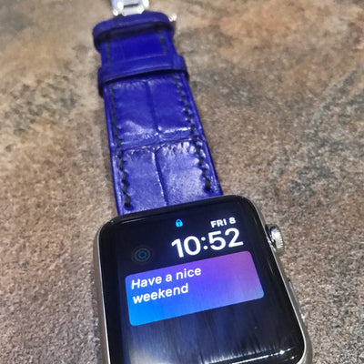 Bespoke Watch Strap in Electric Blue Crocodile