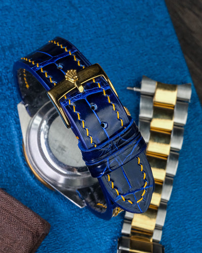 Bespoke Watch Strap in Electric Blue Crocodile