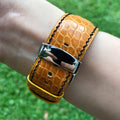 Bespoke Watch Strap in Yellow Circular Grains Alligator