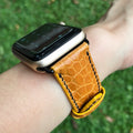 Bespoke Watch Strap in Yellow Circular Grains Alligator