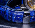 Bespoke Watch Strap in 2 Tone Navy Blue Crocodile