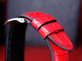Bespoke Watch Strap in Ferrari Red Crocodile