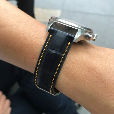 Bespoke Watch Strap in Navy Blue Crocodile