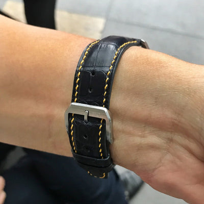 Bespoke Watch Strap in Navy Blue Crocodile