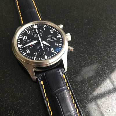 Bespoke Watch Strap in Navy Blue Crocodile