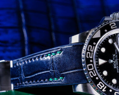 Bespoke Watch Strap in Navy Blue Crocodile