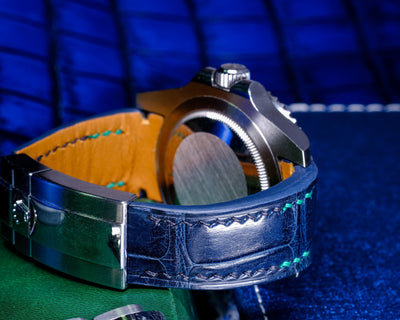 Bespoke Watch Strap in Navy Blue Crocodile