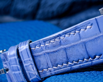 Bespoke Watch Strap in Baby Blue Himalayan Crocodile