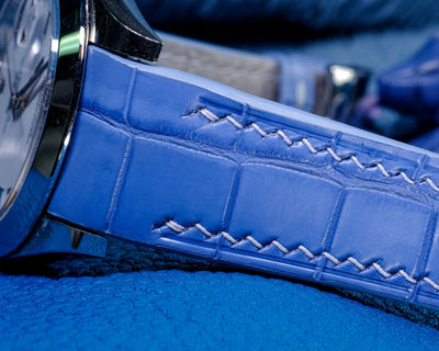 Bespoke Watch Strap in Baby Blue Himalayan Crocodile