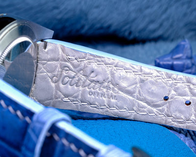 Bespoke Watch Strap in Baby Blue Himalayan Crocodile