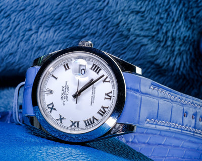 Bespoke Watch Strap in Baby Blue Himalayan Crocodile