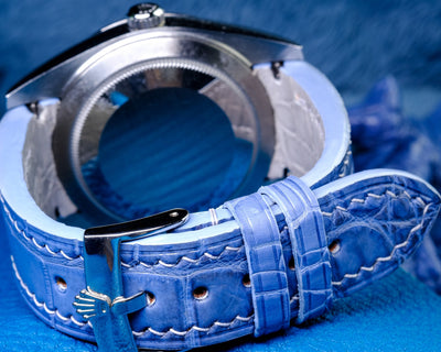 Bespoke Watch Strap in Baby Blue Himalayan Crocodile