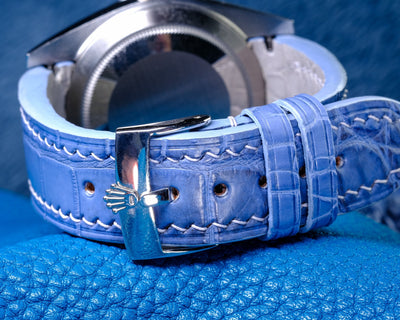 Bespoke Watch Strap in Baby Blue Himalayan Crocodile